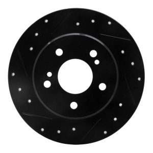 Hyundai XG350 Brake Rotor (1) - Front Left - R1 Concepts - Drilled & Slotted - Black - `01-`03